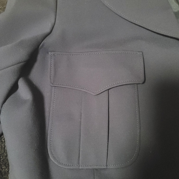 Anne Klein Dahila Cropped Two Pocket Military Style Dress Jacket-Navy Blue-16 - Picture 5 of 10